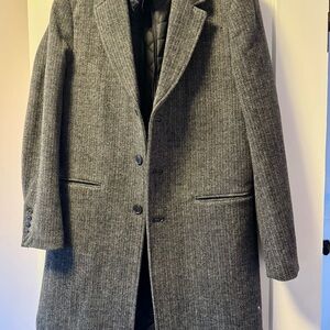 Gorgeous Quilted Grey Tweed Superdry Coat with Removable Black Puff Collar